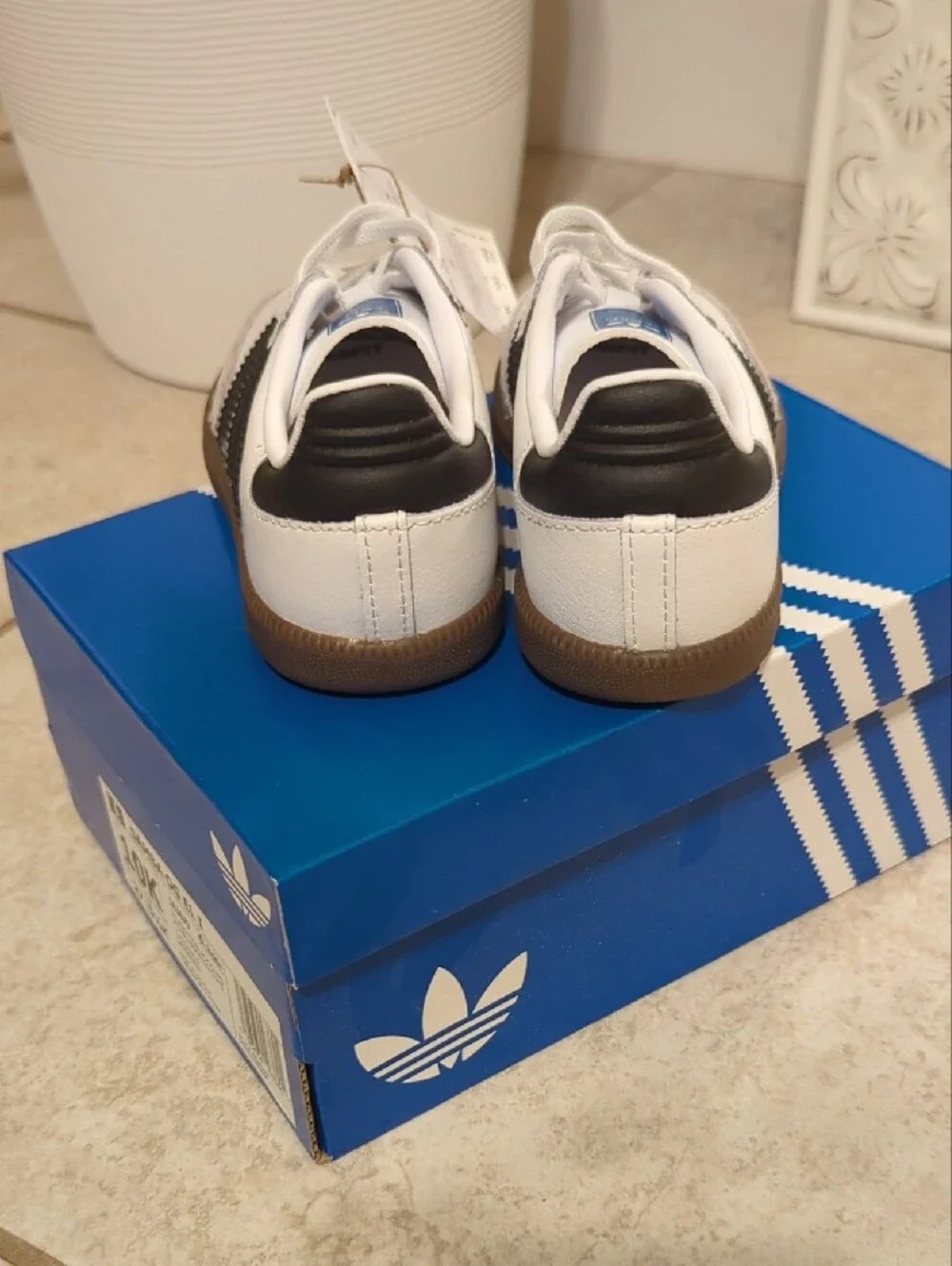 New Adidas White/Black Samba Low-Top Sneakers with Gum Sole
